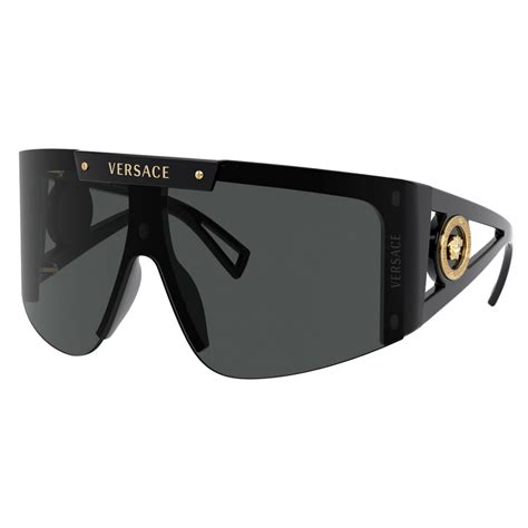 Medusa Icon Shield Sunglasses Black .